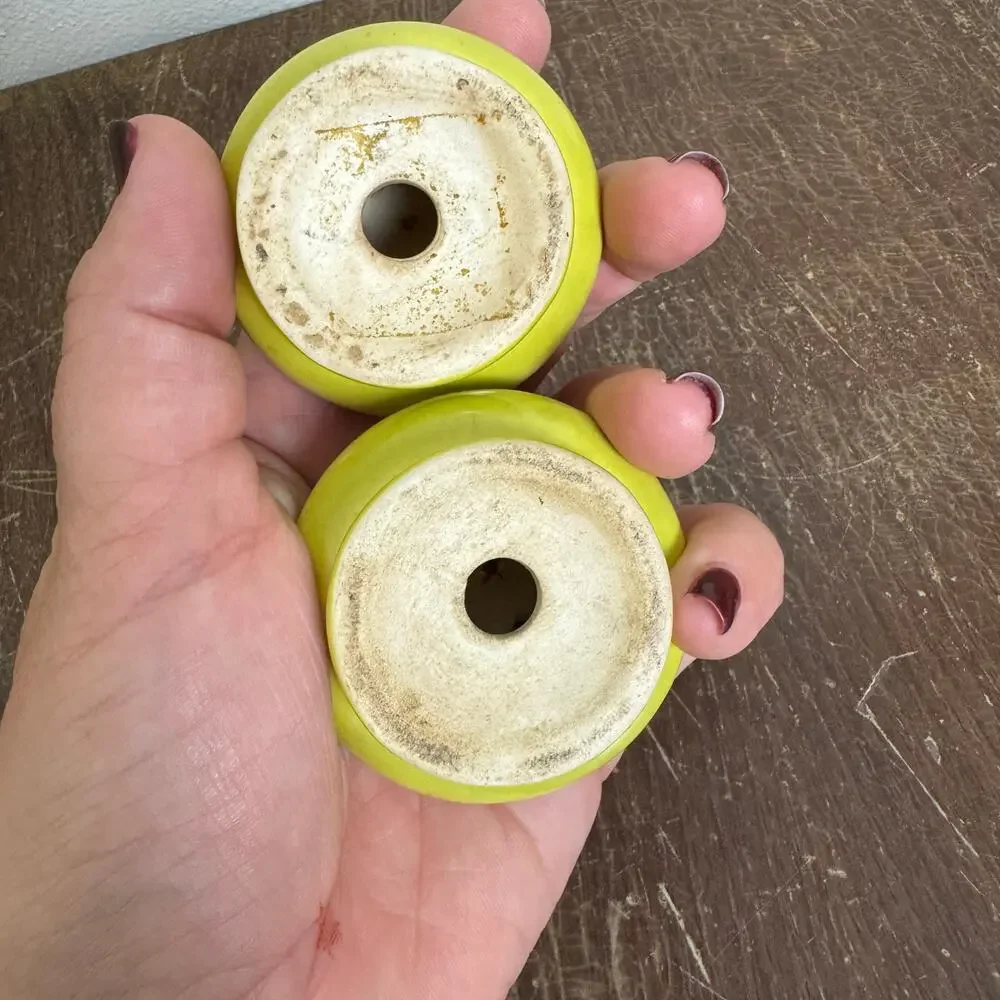 Vintage Chartreuse yellow green mushroom Vintage MCM Retro Salt & Pepper Shakers
